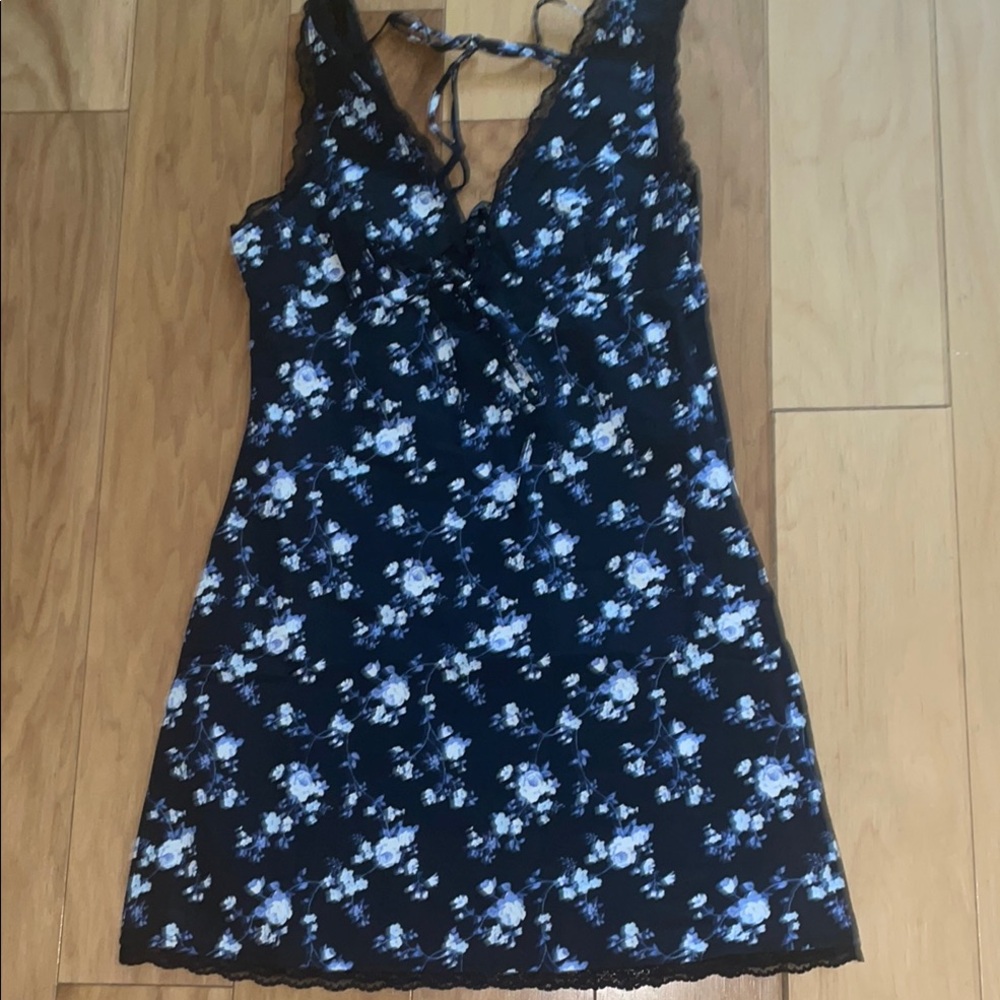Floral Lace Trim Summer Dress